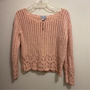 Real Comfort Womens Sweater M Medium 36” Blush Light Pink Knit Crochet NWOT New